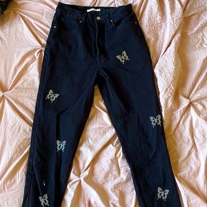 Pacsun Size 26 Ultra High Rise Slim Black Butterfly jeans